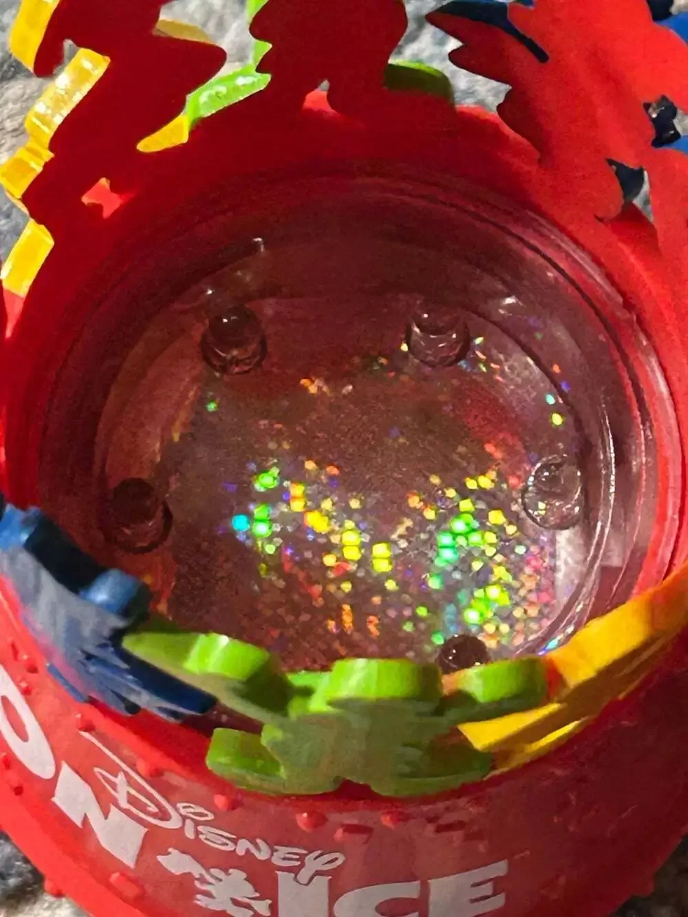 Disney On Ice flashing colors Coaster Cup holder red with Mickey Mouse shapes